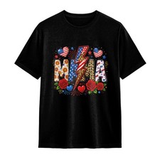 ?Patriotic MAMA Graphic T-Shirt Casual Mom Tee For Mothers Day picture