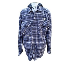 %AAPE By A Bathing Ape Hooded Flannel Shirt Grey Blue Buffalo Plaid Mens XL Men picture