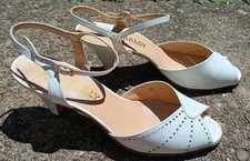 Vtg Bally Rivoli France White Perforated Slingback 2.5