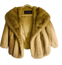 Vintage William Frederick Fur Stole Helen of Memphis Shawl Cape Wrap Lined Tan picture