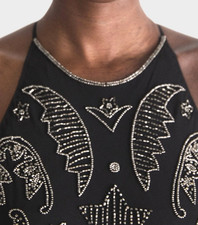 AllSaints Black Embellished Beaded Midi Dress Size 12 BNWT Sold Out picture