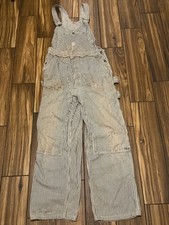 Vintage 1950s TUF NUT Sanforized Hickory Stripe Railroad Bib Overalls 35x30 USA picture
