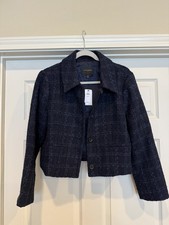 NWT Banana Republic Jacket NAVY BLUE  Womens Large Petite NEW PL MSRP $180 picture