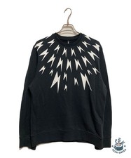 NEIL BARRETT Thunderbolt Logo Sweatshirt Size: XL Black Men PBJS490S picture