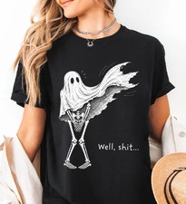 Well Sh/t Funny Skeleton Shirt, Dark Humor Halloween Tee, Trendy Fall Ghost Tee picture