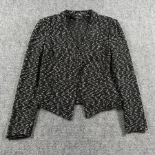St. John Blazer Womens 4 Black White Tweed Knit Single Button Jacket Nordstrom picture