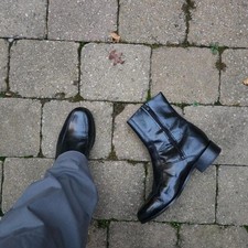 Vintage 00s Nunn Bush Men's Black Leather Zip Boots picture