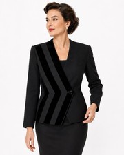 vintage 50s 60s LILLI ANN ADOLPH SCHUMAN BLACK VELVET BLAZER large chevron picture
