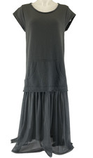 Lurdes Bergada Gray Sweatshirt Dress S Avant Garde Lagenlook Tulle Mesh Pocket picture