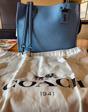 Coach Rogue 31 Slate/Blue Pebbled Pewter Zip W/ Detachable Straps Dust Bag 38124 picture