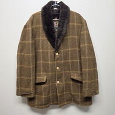 Vintage H.I.S. Sportswear Mens Plaid Windowpane Tweed Lined Coat Size 44 Regular picture