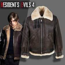 The Resident's Evil 4 Remake Leon Kennedy Leather Jacket Sheep Skin Jacket picture