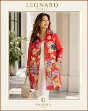 Leonard Paris Parisian Them Red Floral Windbreaker Long Coat picture
