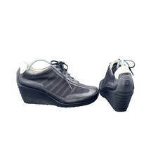 TSUBO Sin 8249 Women’s 11 Black Leather Mesh Wedge Sneakers EU 42 picture