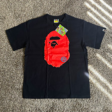 A Bathing Ape Men’s M Black Ape Head Logo Graphic Crew Neck Tee Cotton picture