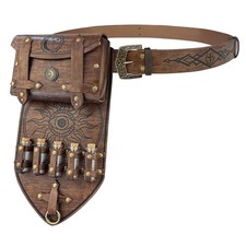 3PCs Medieval Alchemy Faux Leather Belt Bag Set with 5 Cork Potion Vials, Fan... picture