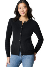 J. Crew Women's Black 100% Cotton Waisted Knit Cardigan Sweater Jacket XXL picture