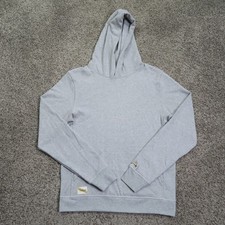 Tracksmith Hoodie Mens Medium Gray Logo Fleece Pullover Running Sweatshirt picture