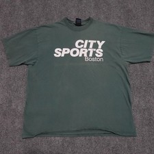 Vintage City Sports Boston Shirt Mens 2XL XXL Green Sun Faded Crewneck 90s 0754 picture