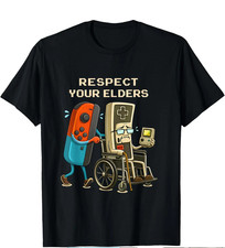 ** Respect Your Elders Gaming Control Retro Funny Gamer T-Shirt Kids-Adults picture