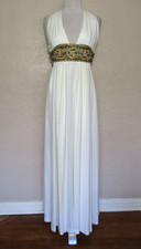 Jack Bryan Vintage Beaded Halter Maxi Dress Cream XS/S Women picture