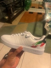adidas Advantage 2.0 White Custom Hand-Painted Red Green Sneakers Mens US 10 picture