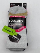 3 PAIR PACK SAUCONY LIMITED EDITION CUSHION MID CREW SOCKS LARGE picture
