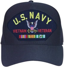NEW U.S. Navy Vietnam Veteran with Ribbons Baseball cap hat. Navy Blue. USA Made picture