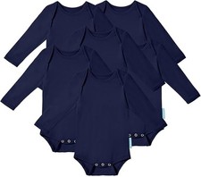 PurComfy Bamboo Rayon LONG Sleeve Baby Bodysuits Premium Soft 18-24M (6) NEW Blu picture