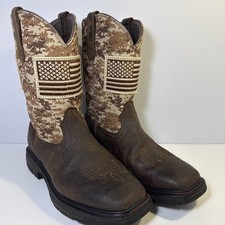 Ariat Work Patriot Boots 10023100 Camo American Flag Leather Western Boots 8.5D  picture