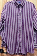 Stafford Men's Easy Care Stretch Plaid Broadcloth Dress Shirt 16.5 34/35 picture