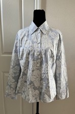 Vintage CELINE Floral & Striped Button-Up Long Sleeve Shirt, Size 42, Signed picture