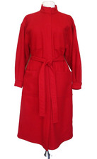 Vintage 1970s Vuokko Suomi Finland Red Wool Trench Coat M Women picture