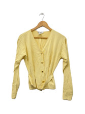 CELINE 1990s Vintage Yellow Knit Jacket Cardigan + Belt FR 38 /AU 10 /US 6 picture