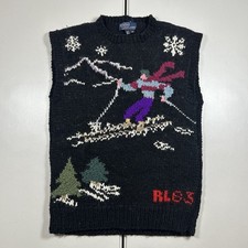 Rare Vintage Polo Ralph Lauren RL83 Wool Knit Vest Alpine Ski GT Britain Small picture