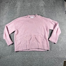 La Ligne Pink Crewneck Sweater Womens Medium Relaxed Fit Ribbed Knit Pullover picture