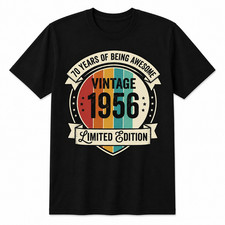 Vintage 1956 70th Birthday Shirt Born in 1956 Graphic Tee Gift picture