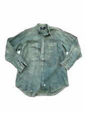 Vintage Polo Ralph Lauren Shirt Faded Mens Size Large Long Sleeve Made In USA picture