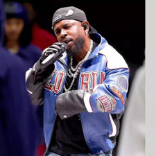 KENDRICK LAMAR BLUE LEATHER JACKET PG COMPTON LANG GLORIA NOT LIKE US FOR MEN picture