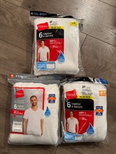 Hanes Ultimate Men's Tagless V-Neck White M 6-Pack picture