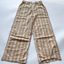 Women's Marine Layer Tan and White Wide Leg Hemp Blend Pants Size XS picture