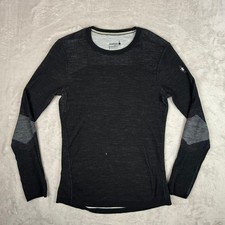 Smartwool Intraknit 200 Base Layer Men L Black Merino Wool Thermal Pullover READ picture