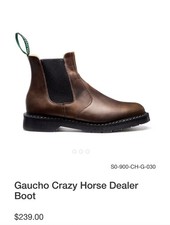 SOLOVAIR Brown Leather Distressed Gaucho Crazy Horse Dealer Pull On Boot 4.5/5.5 picture