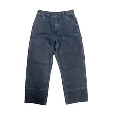Vintage Carhartt Double Knee Washed Faded Blue Denim Pants picture