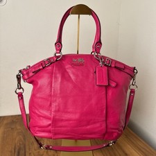 Coach Madison Lindsey Fuchsia Pink Leather Satchel Shoulder Bag 18641 picture
