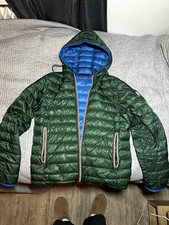 Moncler Longue Saison Athenes Hooded Down Puffer Jacket Green/Blue picture