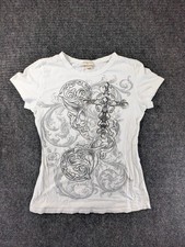 VTG California Girlz Shirt Women XL White Graphic Cross Fleur De Lis Gothic Crew picture
