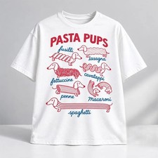 Pasta Pups T-Shirt 2026 Cute Dog Pasta Lover Graphic Tee Casual Unisex Shirt picture