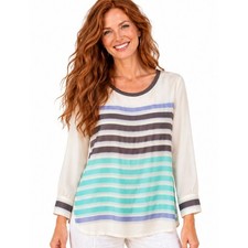 Equipment Femme NEW Liam Silk Top Womens Large White Multicolor Striped NWT picture