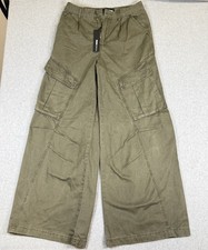 Fashion Nova Destiny olive green high rise wide leg cargo pants M 33” NWT picture